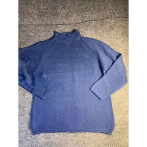 The Kind Sweater Mens Large Blue Knit Long Sleeve Regular Fit Mock Neck Pullover